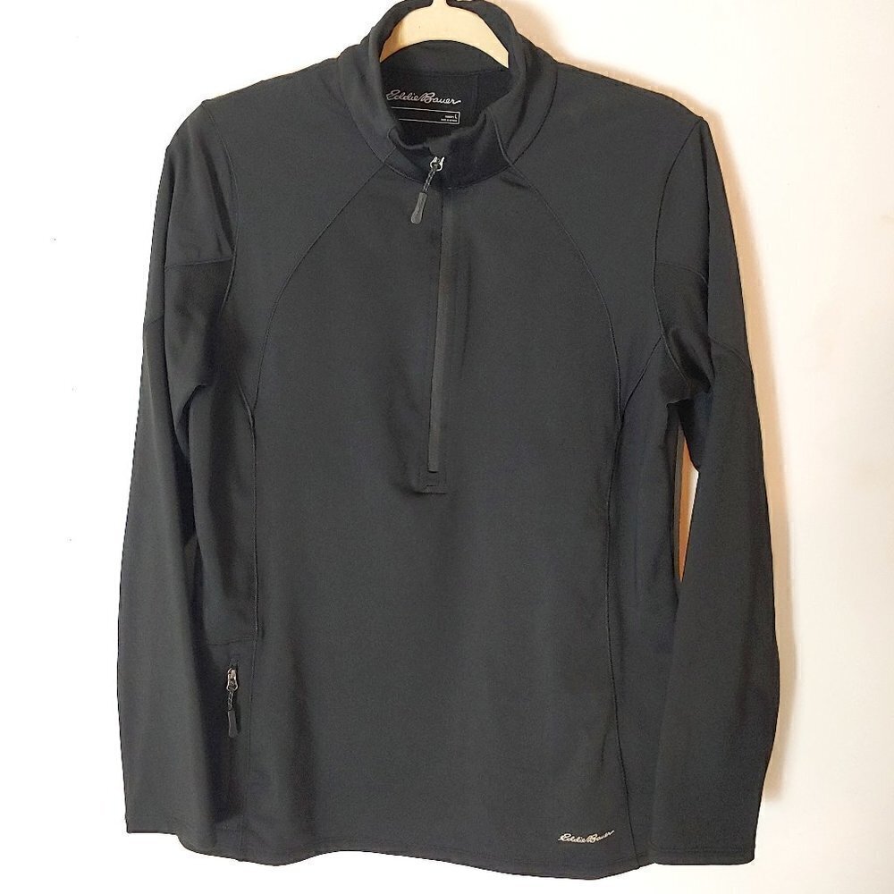 Eddie Bauer Free Heat Black Athletic 1/4 Zip Pullover Sweatshirt Women's size L